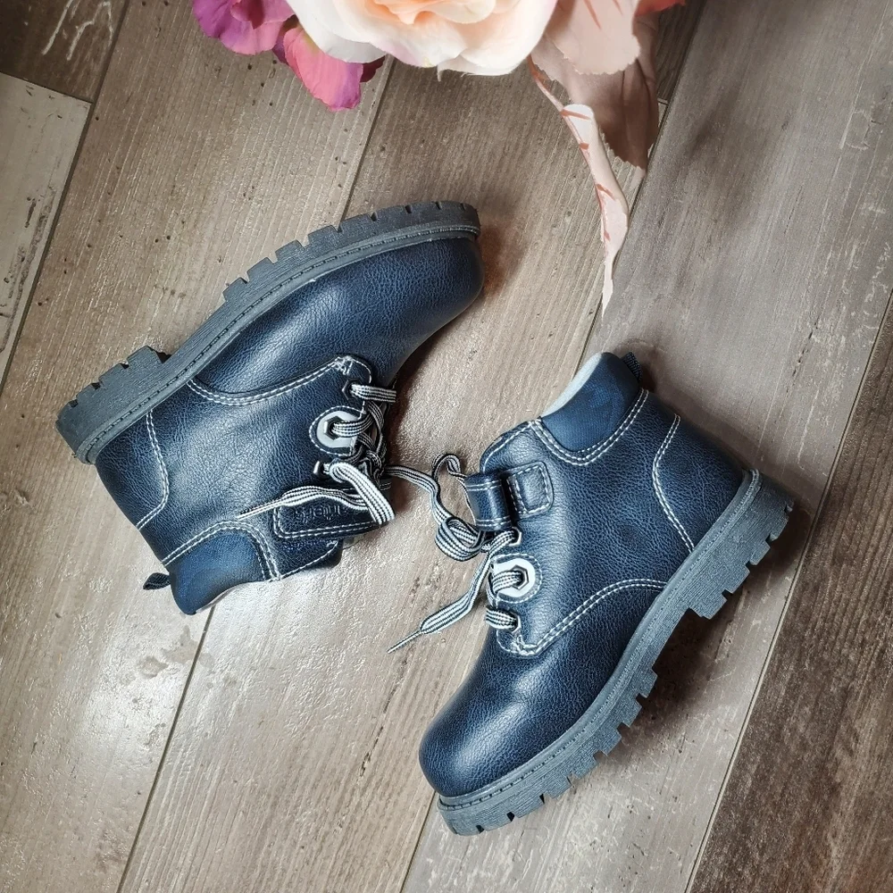 Carter's Toddler Boy Navy Blue Mitch Boots High-Top Shoes Size 11M NWOT